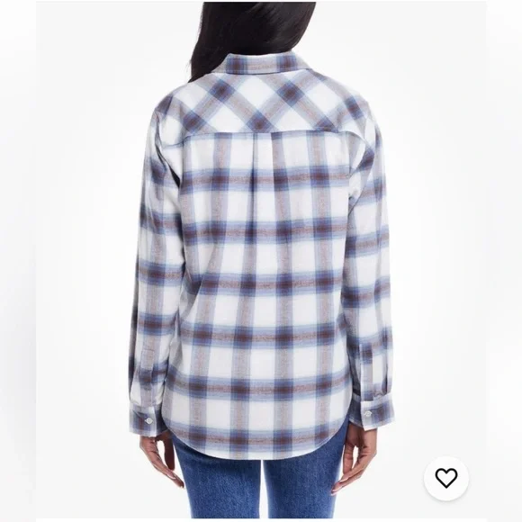 Weatherproof comfort stretch Blue and White Casual Button Down Shirt - Picture 2 of 3